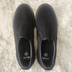 NWT Hurley Mens Black Slip-On Shoes Size 9 Casual Canvas Sneakers